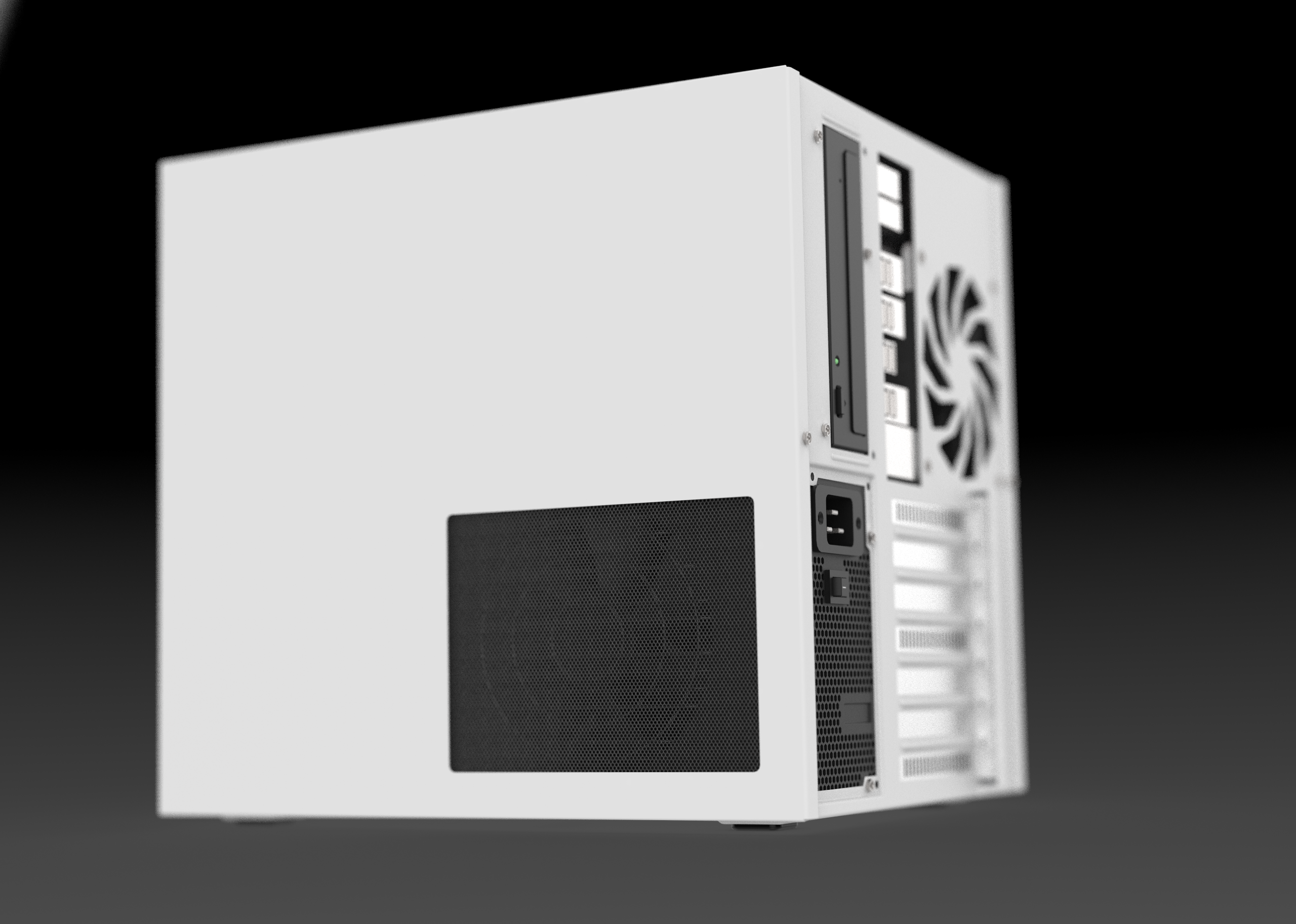 View of the PSU filter of Goliath in Frost White.